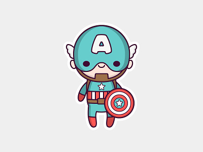 Cute Captain America avengers captain america chibi cute digital art illustration kawaii