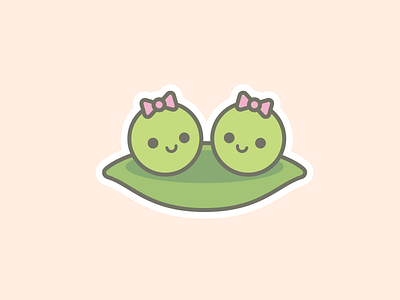 Peas in a Pod Twins Illustration baby shower illustration kawaii peas peas in a pod