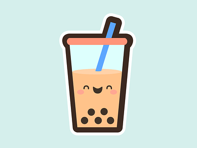 Cute Boba Milk Tea boba bubble tea cute drink icon illustration kawaii milk tea