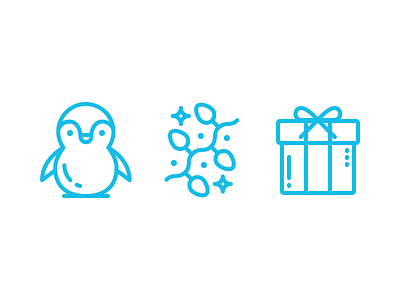 Christmas Icon Set Pt. 1 christmas christmas lights cute gift icons line icons penguin present