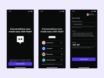 Social Messaging dApp - Onboarding screens