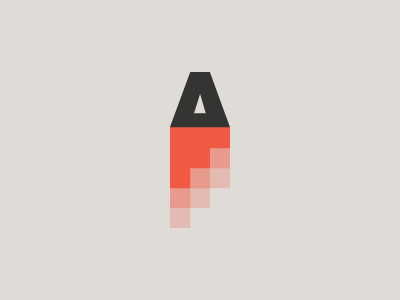 Rocket "A a fire icon letter logo orange pixel pixelated rocket type type treatment