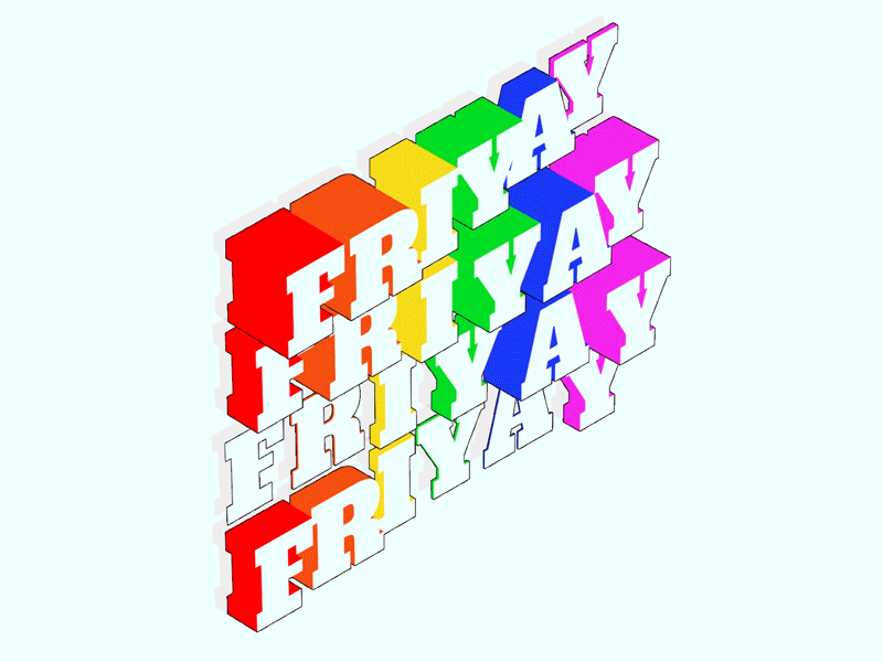 3d Friyay - typograhpic motion design 3d aftereffects animation color design loop motion rainbow typography vector