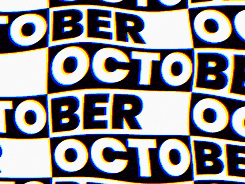 Happy october animation black design gif glitch loop motion october typography white