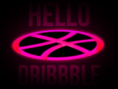 Hello Dribbble! 3d debut design dribbble hello neon new pink typography vector