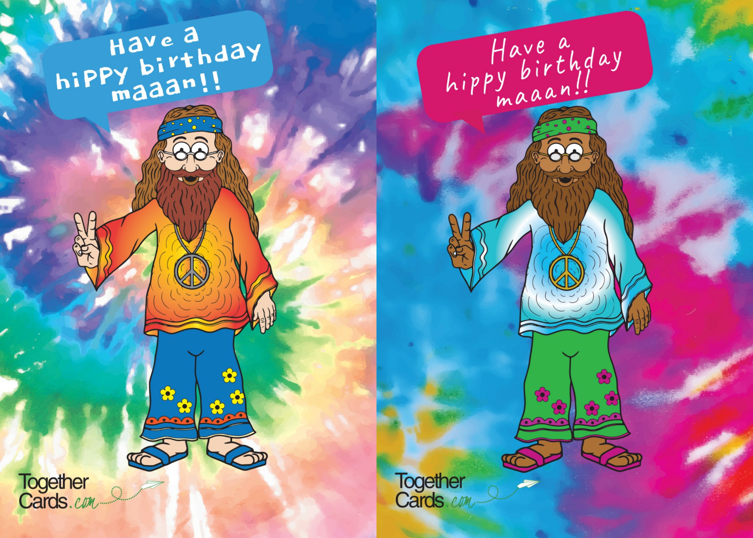 Hippie Happy Birthday Card for TogetherCards.com by Lee O 