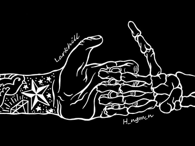 Larkhill - I Declare A Thumbwar Split w/ H_ngm_n adobe illustrator adobe illustrator cc art band bands black white design digital drawing graphic graphic design hands illustration illustrator monochrome music record skeleton thumb war vinyl