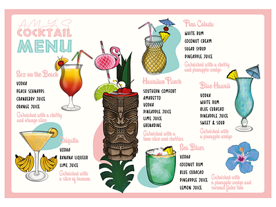 Tiki Style Cocktail Menu