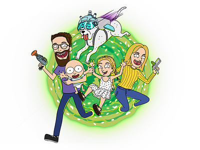 Rick And Morty Style Family Portrait cartoon caricature