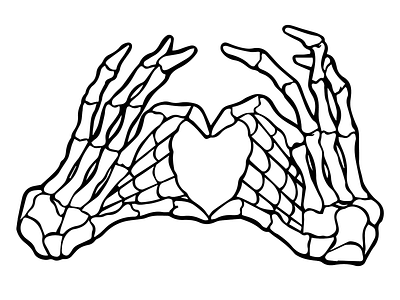 Skeleton Heart Hands Illustration