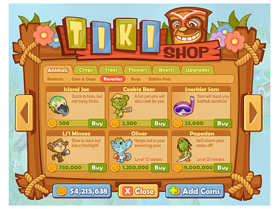 Tiki Shop! animated flash game store tiki transitions