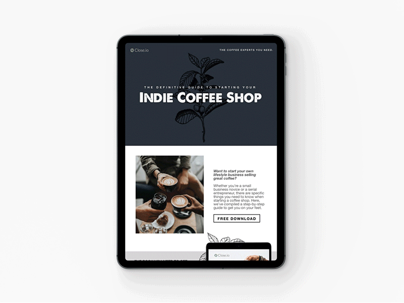 Coffee E-Book Landing Page e book gif landing page landing page design mockup responsive design responsive layout tablet design ui ux ui design ux design web design