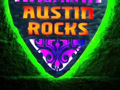 Austin Rocks Signage architectural art austin environmental identity led metal music neon outdoor sign signage texas
