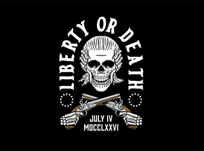 Liberty or Death american apparel design branding design guns illustration masculine patriotic revolutionary skeleton skull t shirt design t shirt illustration tee design tee shirt vector