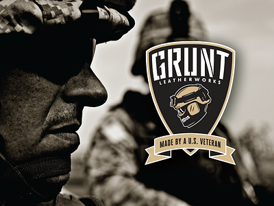 Grunt LeatherWorks Branding Pack badge branding design illustration logo mascot military patriotic sports typography vector