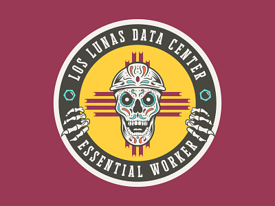 Los Lunas Data Center Sugar Skull badge branding construction day of the dead design illustration lettering skull steel workers sticker sticker design sugar sugar skull typography