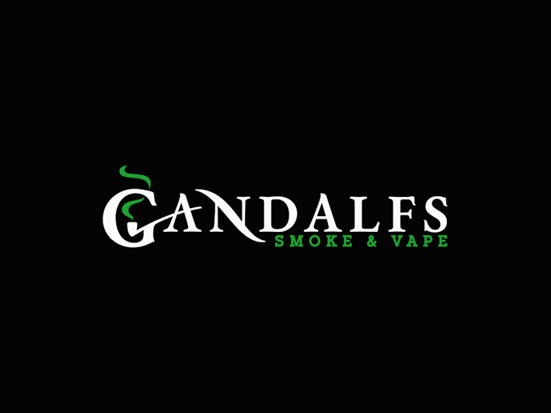 Gandalf's Smoke and Vape Shop branding design fantasy gandalf green logo lotr magic retail shop smoke vape wizard