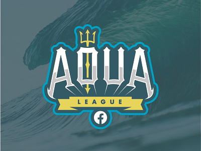 Facebook Aqua League aqua blue branding design green illustration lettering logo nautical poseidon sports teal trident typography water