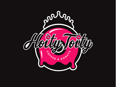 Hoity Toity Coffee & Donuts bakery branding cafe coffee design donuts food fuscia illustration lettering logo logotype pink restaurant script shop typography
