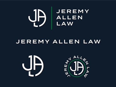 Jeremy Allen Law - Logo Pack attorney blue branding design graphic design green icon illustration law lawyer logo monogram navy san serif termina typography vector