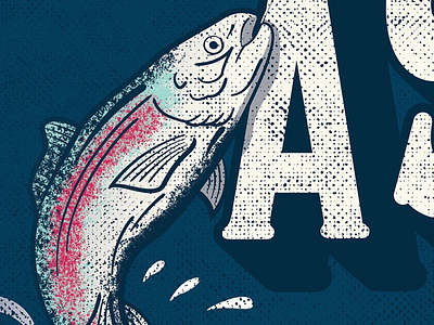 Aspen Salmon Poster blue design fishing gritty texture halftone illustration illustrator lettering outdoors photoshop pnw poster salmon