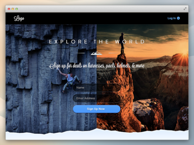Explore the World climbing explore forms icon kelly landing mountain page photography signup the web webdesign will world