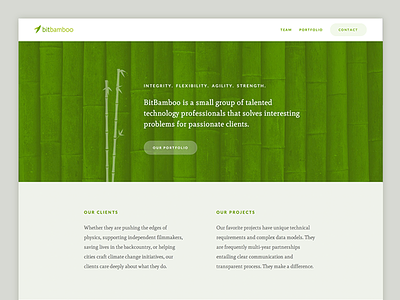 Bit Bamboo website about bamboo bit contact green one page portfolio team web website