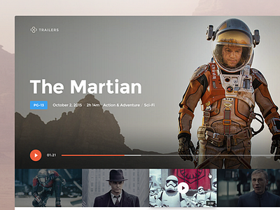 Trailers web app martian matt damon movies mpaa star wars trailers ui web