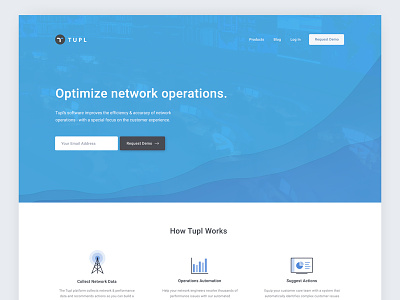 Optimize network operations - UI automation bar blue chart data homepage landing page network operations tower