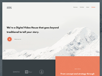 Seek Homepage (unused) creative cta homepage mountain play button ui validation video