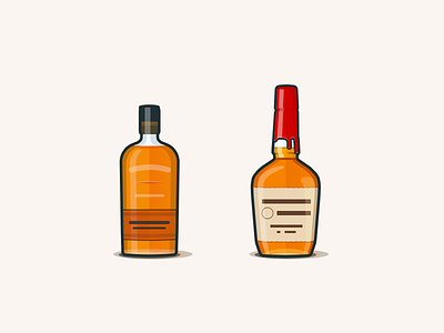 Bourbons - Bulleit & Makers alcohol bourbon bulleit icons illustration knob creek makers rye woodford