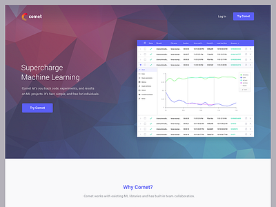 Comet - Homepage ai blue comet cta home homepage machine learning ml poly space