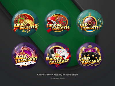 Casino Game Category Image Design asia baccarat casino design europe fun gambling gambling design game game art illustration play roulette