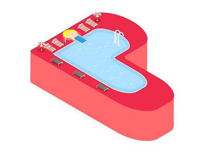 Love ocean Dribbble adobe illustrator flat design graphic design icon illustration isometric isometric art isometric design minimal pool valentinesday vector