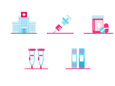 Medical Icon Pack 1 adobe illustrator behance blue dribbble flat icon graphic design icon icon illustration illustration instagram post medical icon minimal red vector