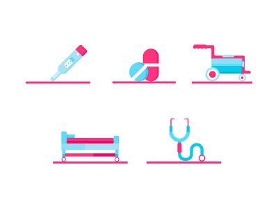 Medical Icon Pack 2 adobe illustrator app blue flat design graphic design icon icon illustration illustration medical icon medical icons minimal red simple icon ui vector web