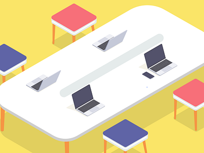 Conference Table adobe illustration adobe illustrator computer conference table graphic design icon illustration illustrator isometric isometric design isometric illustration isometry laptop minimal phone red table ui vector
