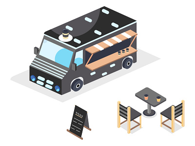 Coffee Van Isometric adobe illustrator behance coffee coffeeshop design dribbble flat design graphic design icon illustration isometric isometric art isometric design isometric illustration isometry minimal ui vector