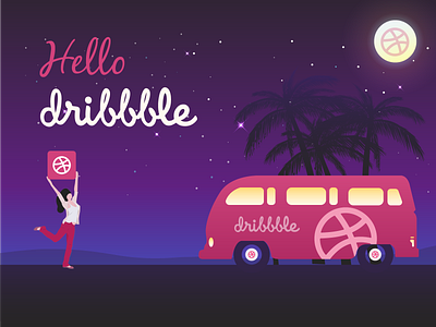 Hello Dribbble ! branding design illustration type ui ux vector