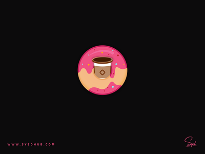 Doughnut with Coffee app art branding design graphic design icon illustration illustrator logo minimal vector