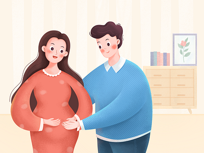 Prospective parents baby design family father flat flat illustration happiness illustration mather pregnant woman ui