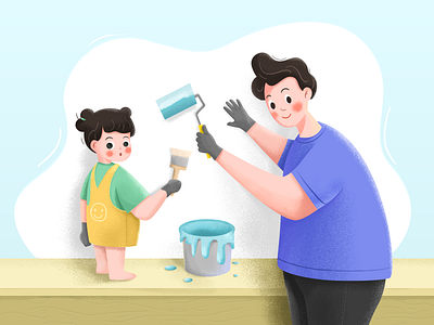 Rendering child cute daughter design family father happy illustration rendering