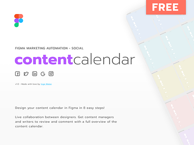 Free Figma Social Content Calendar - Marketing Automation content design design freebie
