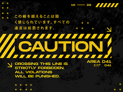 Black Caution Sign cyberpunk design dribbble future typography ui vector