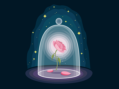 The Enchanted rose art beauty and the beast colors design flat illustration illustrator rose vector