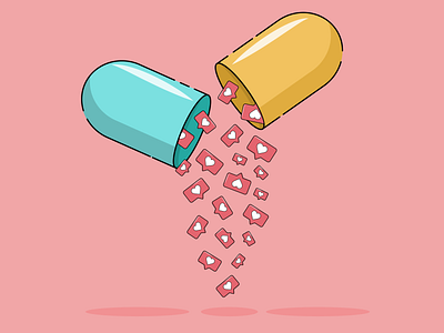 Pill with likes 💊 art colors design flat illustration illustrator likes pill vector
