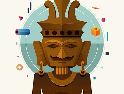 NIAS culture design editorial icon illustration illustrator indonesia statue vector wood