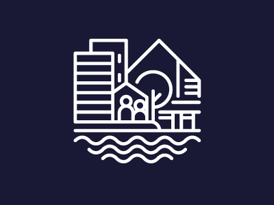 River City blue building city digital icon illustration indonesia line logo vector white