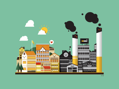 Smoke City building city digital green house icon illustration illustrator poster smoke vector