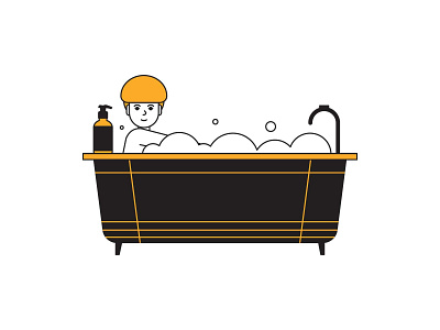shower bath design digital editorial icon illustration indonesia people shower soap vector